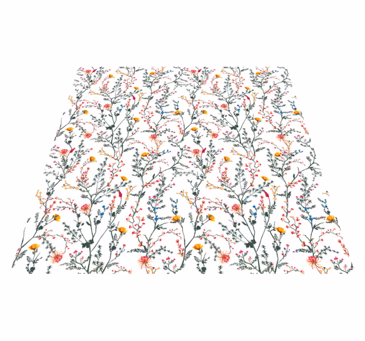 Floral vinyl rug with delicate garden flowers - TenStickers