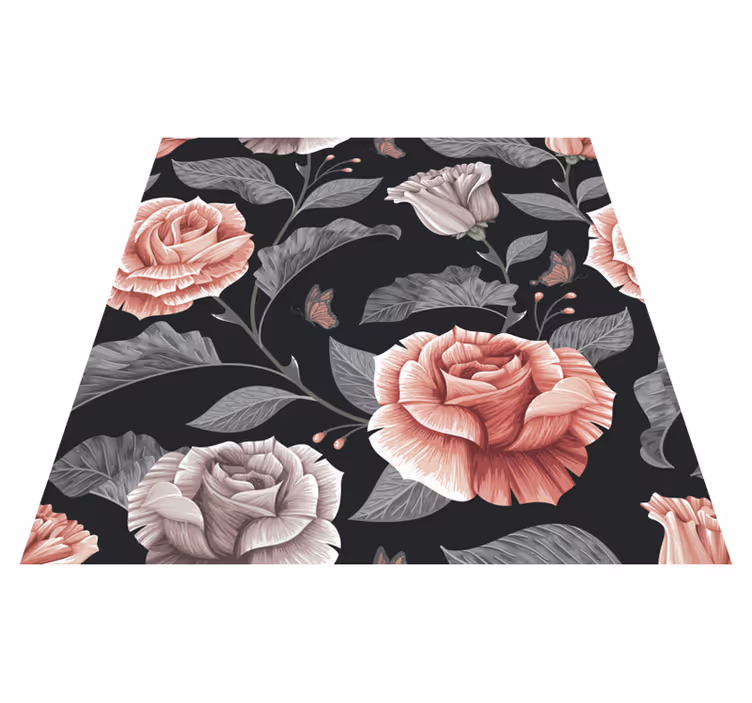 Floral vinyl rug with roses pattern - TenStickers