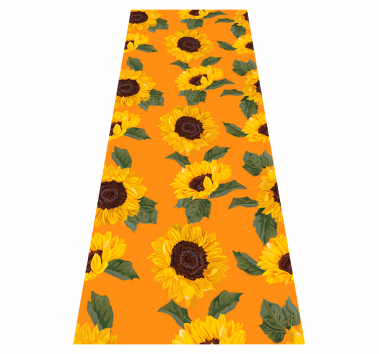 Floral vinyl rug orange sunflower design - TenStickers