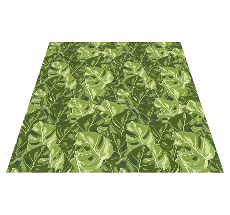 Floral vinyl rug with monstera leaf design - TenStickers