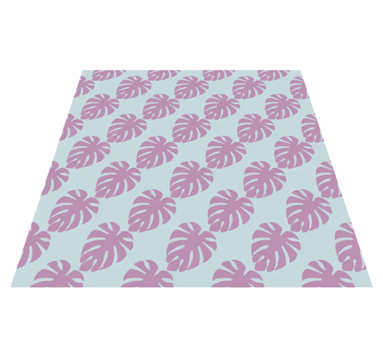 Floral vinyl rug with blue and pink leaf patterns - TenStickers