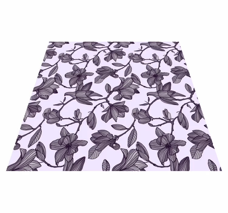 Floral vinyl rug cute magnolia design - TenStickers
