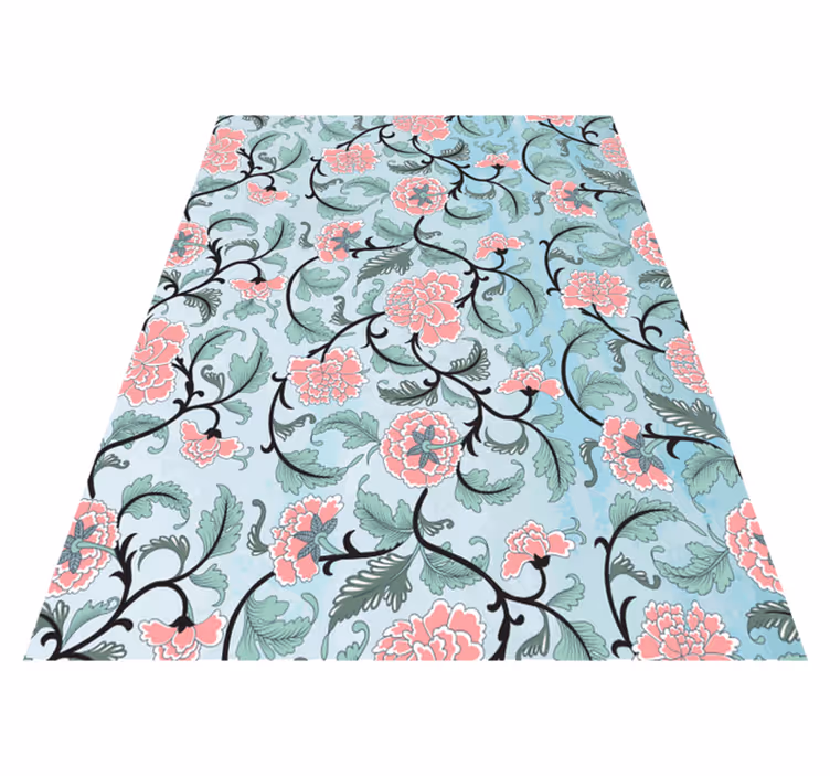 Floral vinyl rug with japanese flowers design - TenStickers