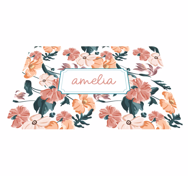 Flower rug with beautiful pastel floral design - TenStickers