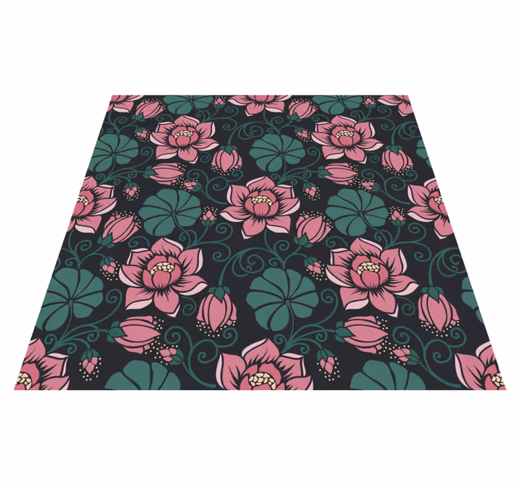 Flower rug with flowering vines design - TenStickers