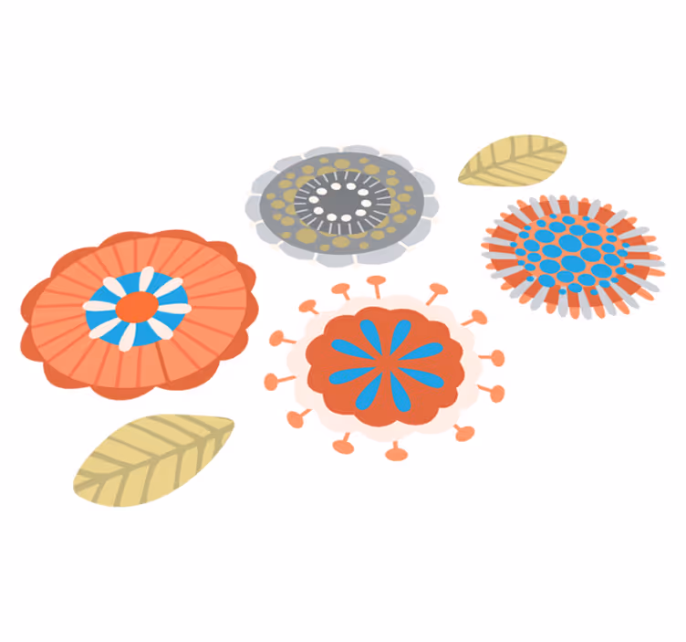 Colorful floral shapes flower rug - TenStickers