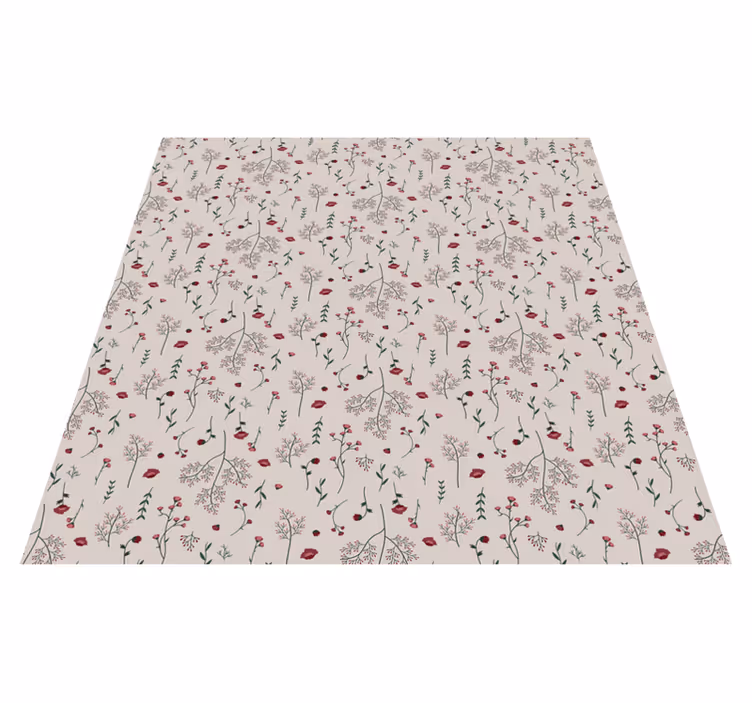 Flower rug minimalist red floral design - TenStickers