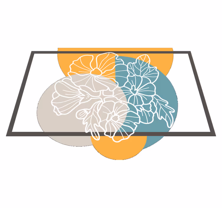 Flower rug cute minimalist rectangle with flowers - TenStickers