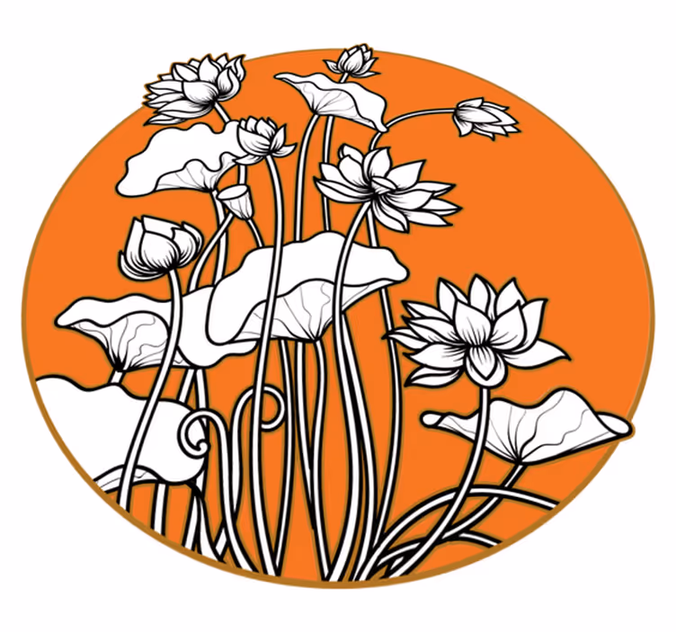 Flower rug with japanese style lotus illustration - TenStickers