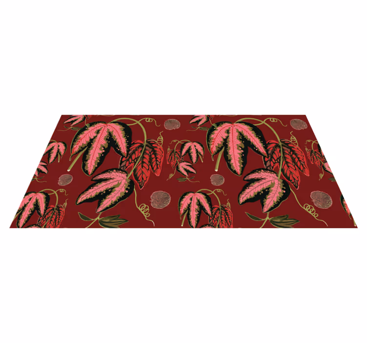 Floral vinyl rug in warm red maranta colors - TenStickers