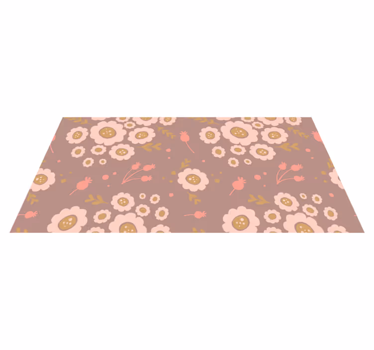 Floral vinyl rug with pastel folk art design - TenStickers