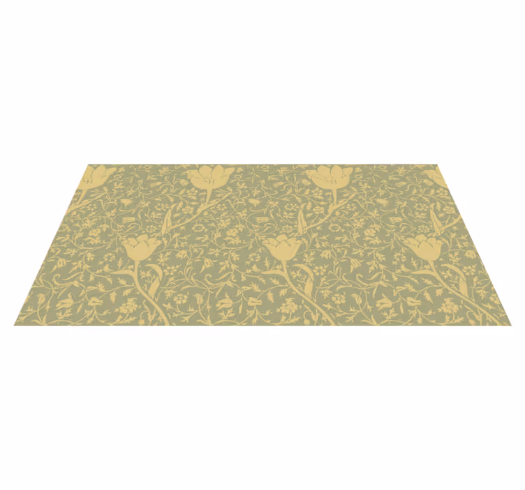Floral vinyl rug in gold and green style - TenStickers