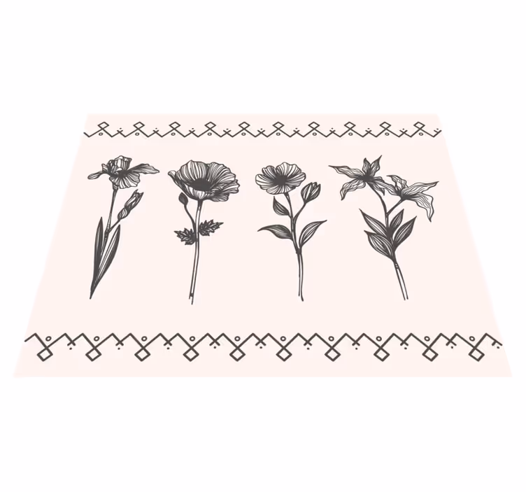 Floral vinyl rug realistic vintage botany design - TenStickers