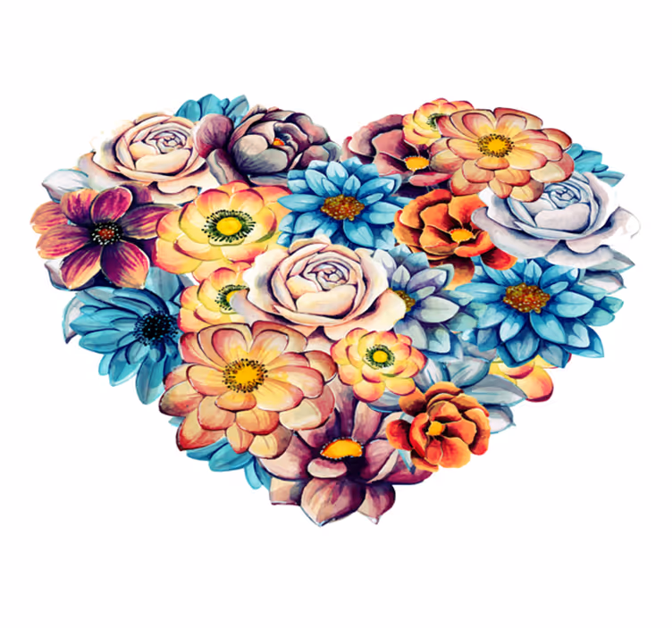 Floral vinyl rug beautiful heart filled with flowers - TenStickers