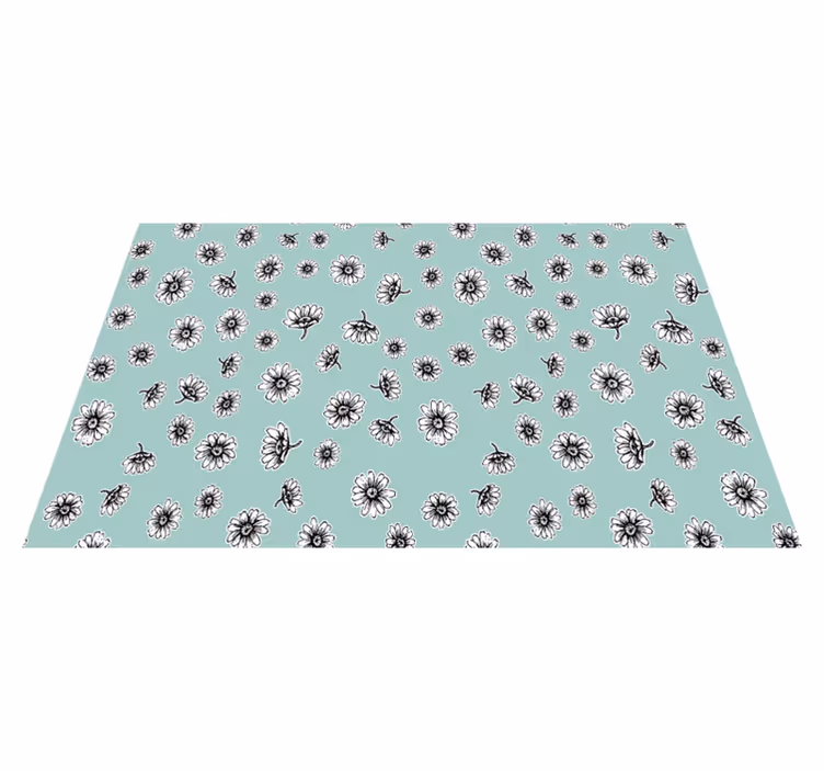 Floral vinyl rug with adorable white chamomile pattern - TenStickers