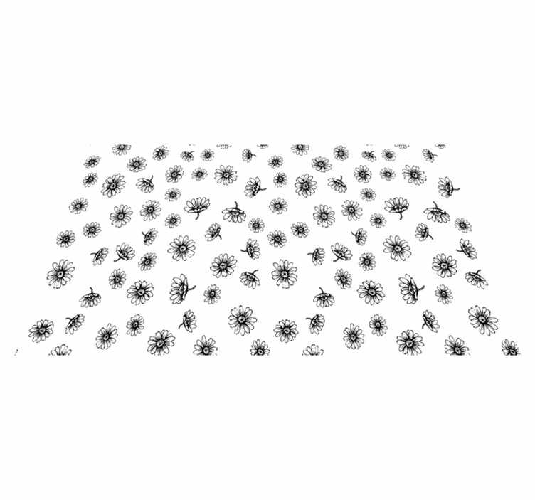 Floral vinyl rug with outlined daisy flowers - TenStickers