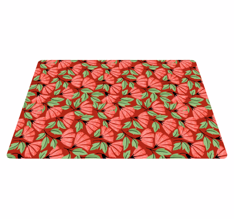 Vintage red pattern floral vinyl rug - TenStickers