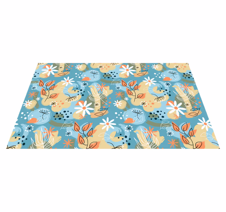 Floral vinyl rug in abstract flat floral design - TenStickers