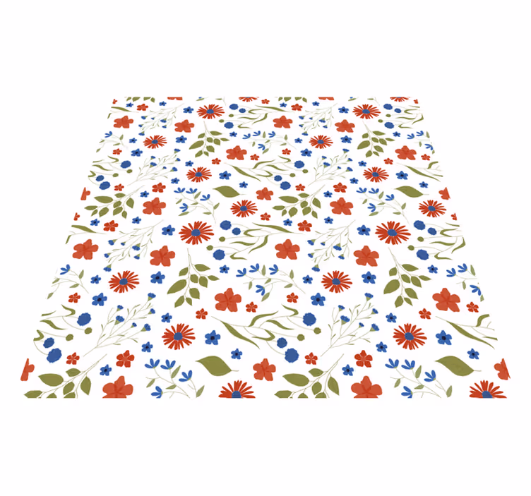 Floral vinyl rug in blue and red garden patterns - TenStickers