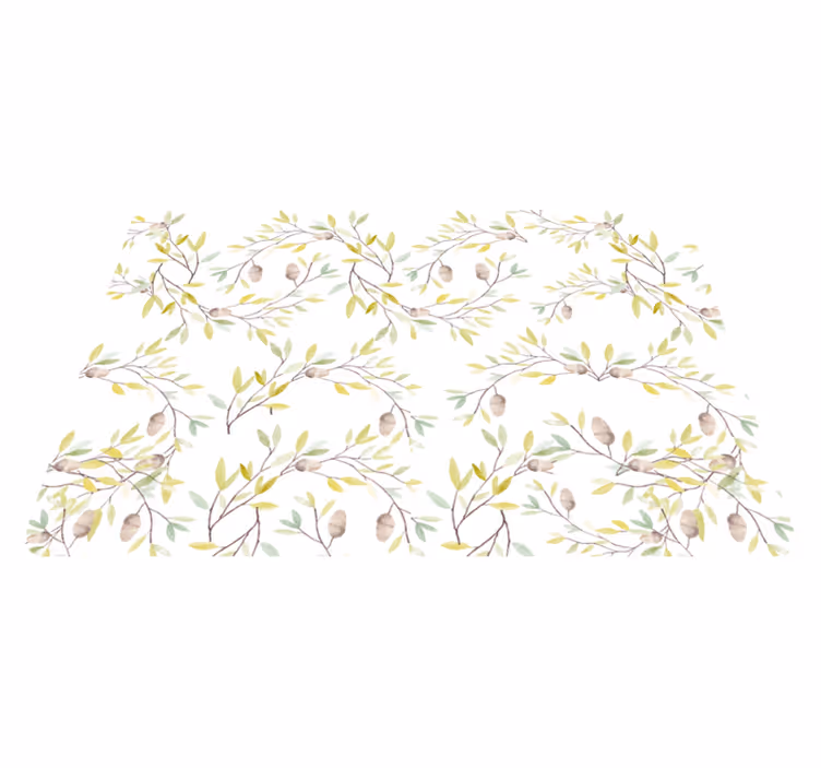 Floral vinyl rug original watercolor green leaves pattern - TenStickers