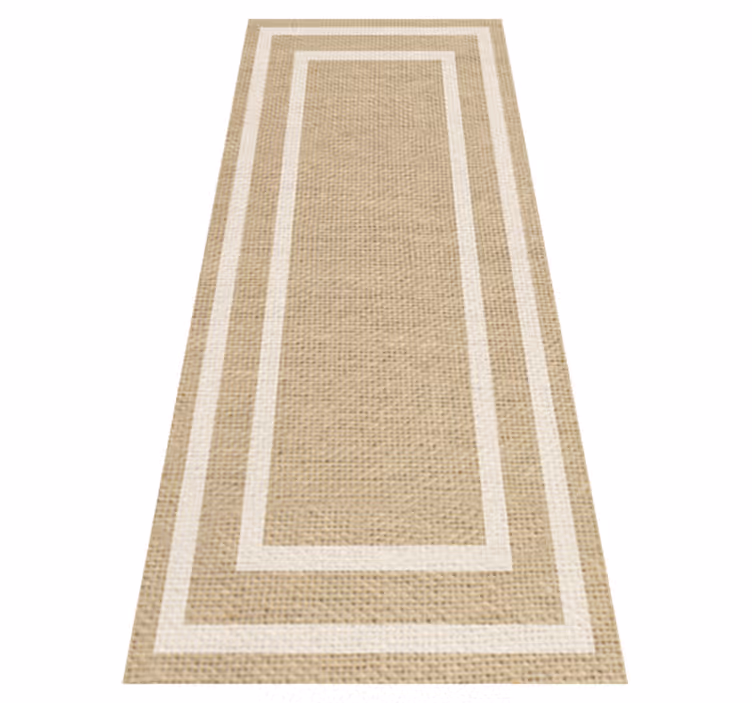 Minimal vinyl rug in natural woven tan texture - TenStickers