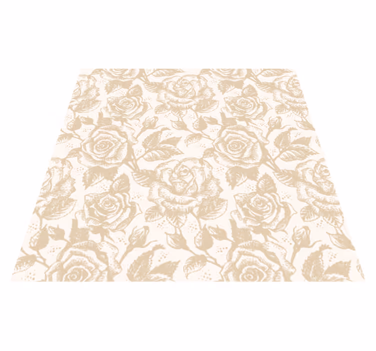 Beige vintage roses dining room vinyl rug - TenStickers