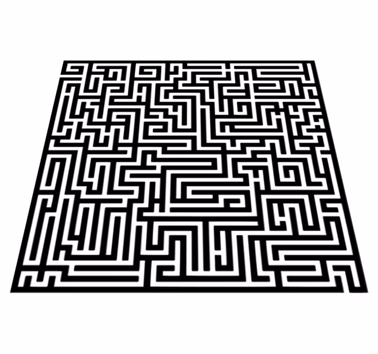 Dining room vinyl rug in black and white maze - TenStickers