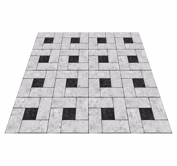 Dining room vinyl rug in grey stone tiles - TenStickers