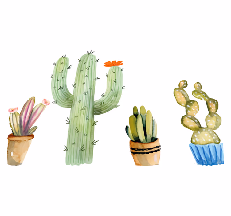 Dining room vinyl rug featuring cactus variety set - TenStickers