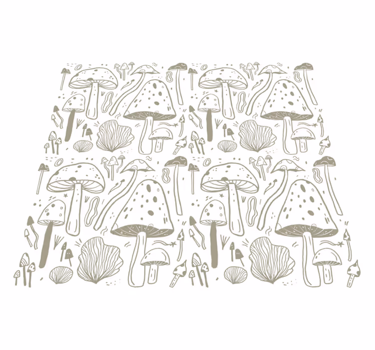 Dining room vinyl rug with beige mushroom pattern - TenStickers