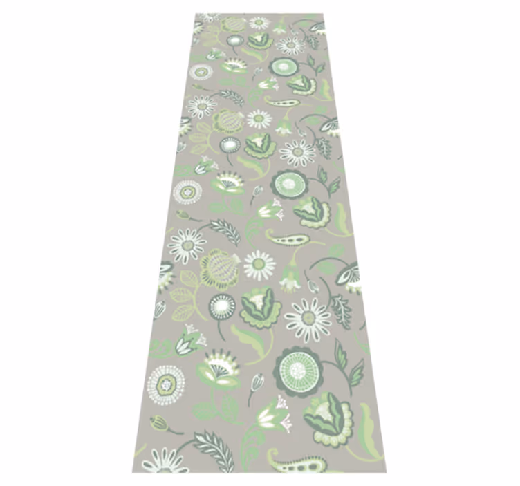 Kitchen vinyl rug delicate green floral design - TenStickers