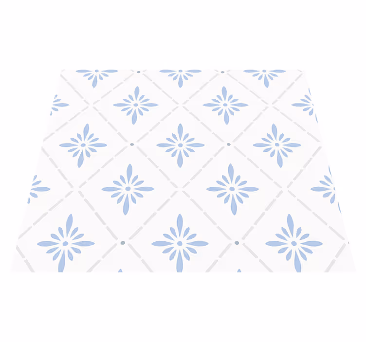 Kitchen vinyl rug in blue rhombus tiles - TenStickers