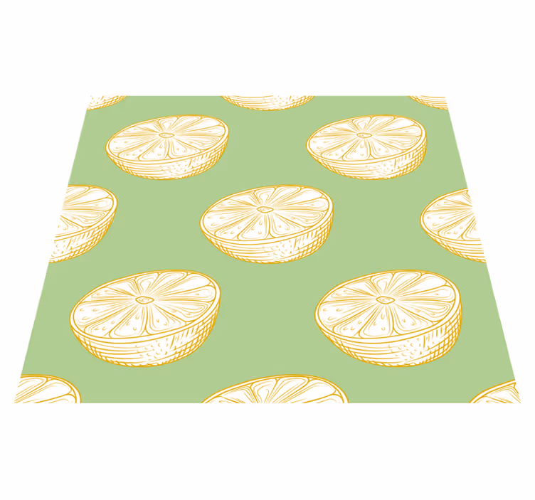 Kitchen vinyl rug hand drawn lemon citrus design - TenStickers