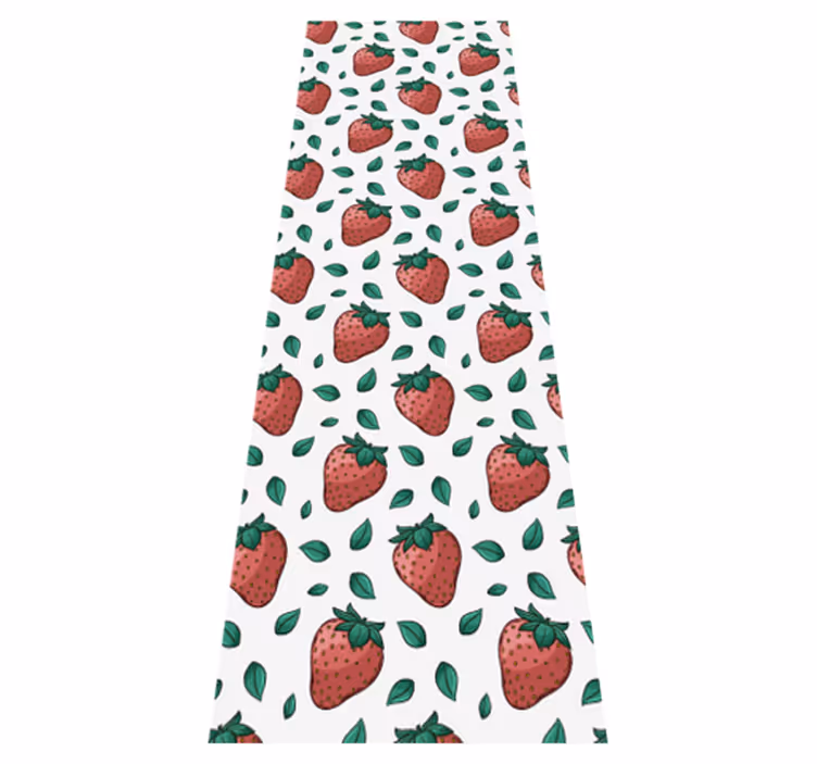 Bright juicy strawberries and green leaves kitchen vinyl rug - TenStickers