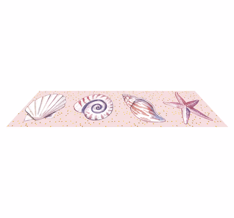 Bathroom vinyl rug with sea life border - TenStickers