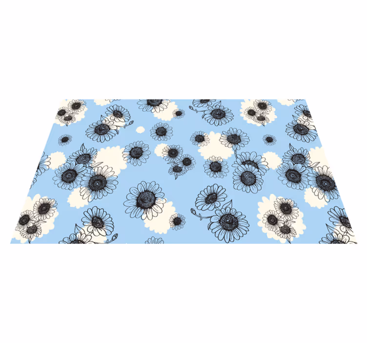Floral vinyl rug with seamless modern daisies pattern - TenStickers