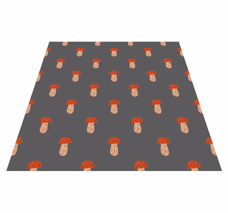Floral vinyl rug classic mushrooms gray background - TenStickers