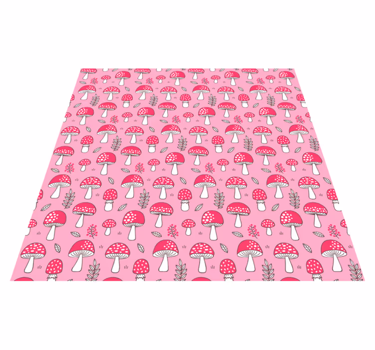 Floral vinyl rug with classic mushrooms and plants - TenStickers