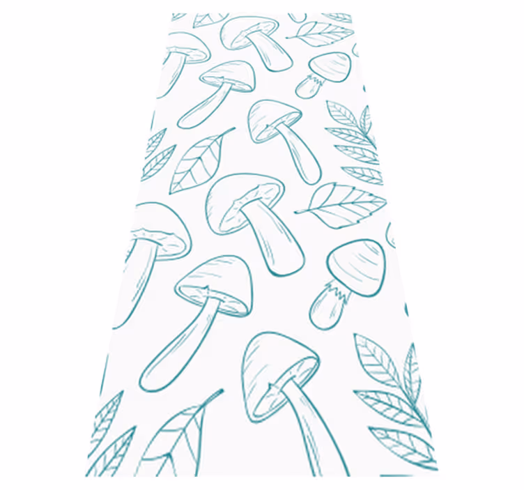 Floral vinyl rug with white and light blue mushrooms - TenStickers