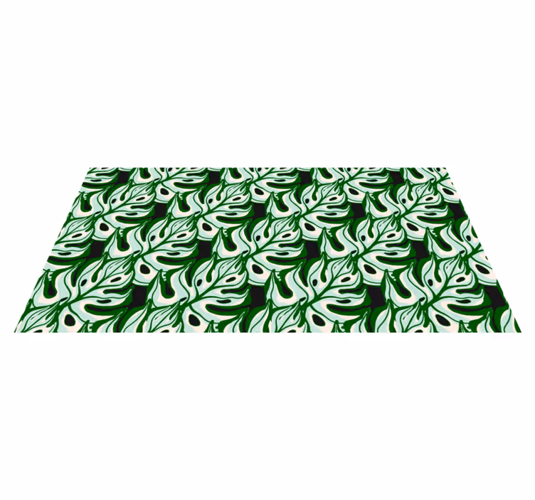 Floral vinyl rug with bold green and black flowers - TenStickers