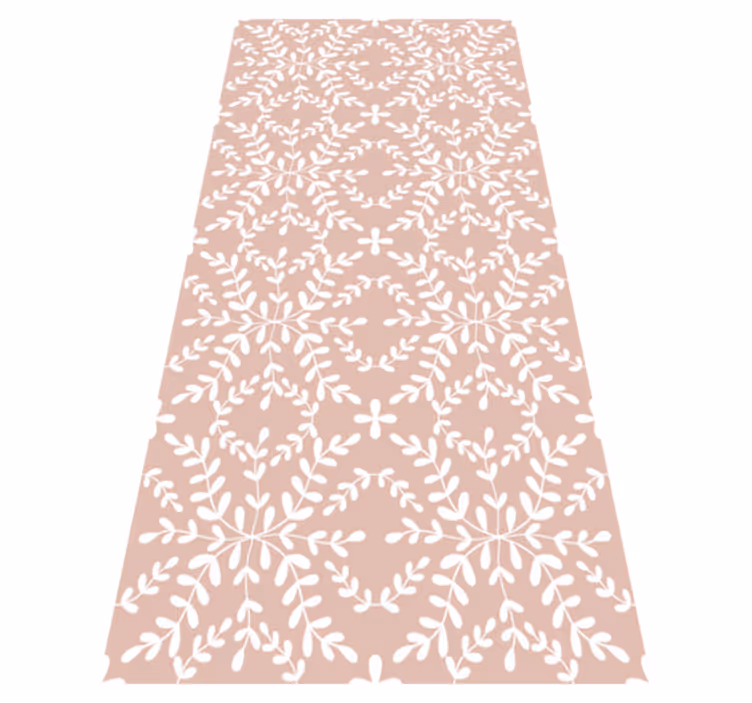 Floral vinyl rug with vintage ornamental leaves pattern - TenStickers