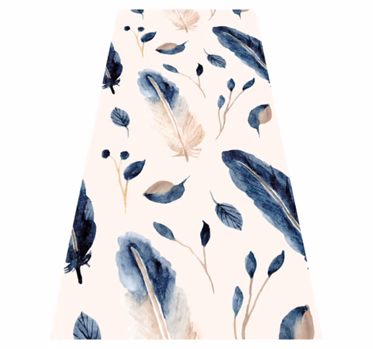 Flying leaves and feathers floral vinyl rug - TenStickers