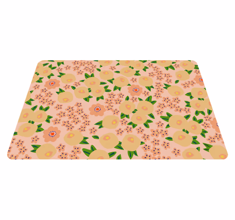 Floral vinyl rug with original peach floral pattern - TenStickers