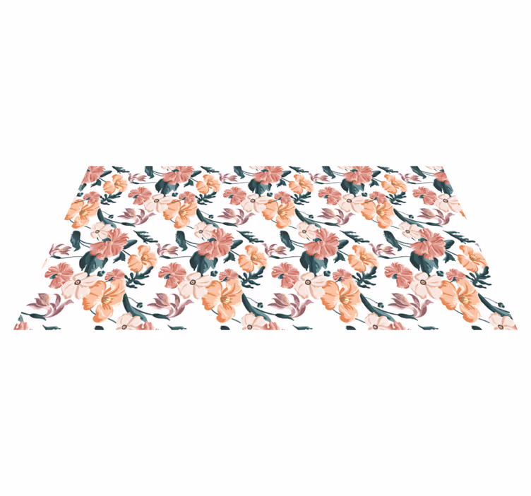 Floral vinyl rug with beautiful pastel flower design - TenStickers