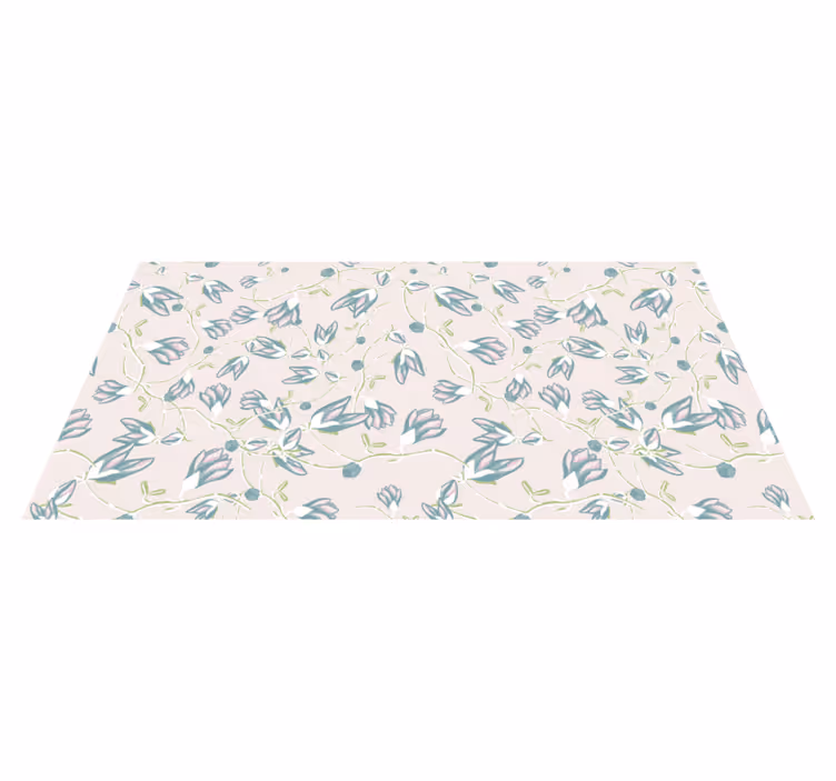 Floral vinyl rug with leaves and flowers pattern - TenStickers