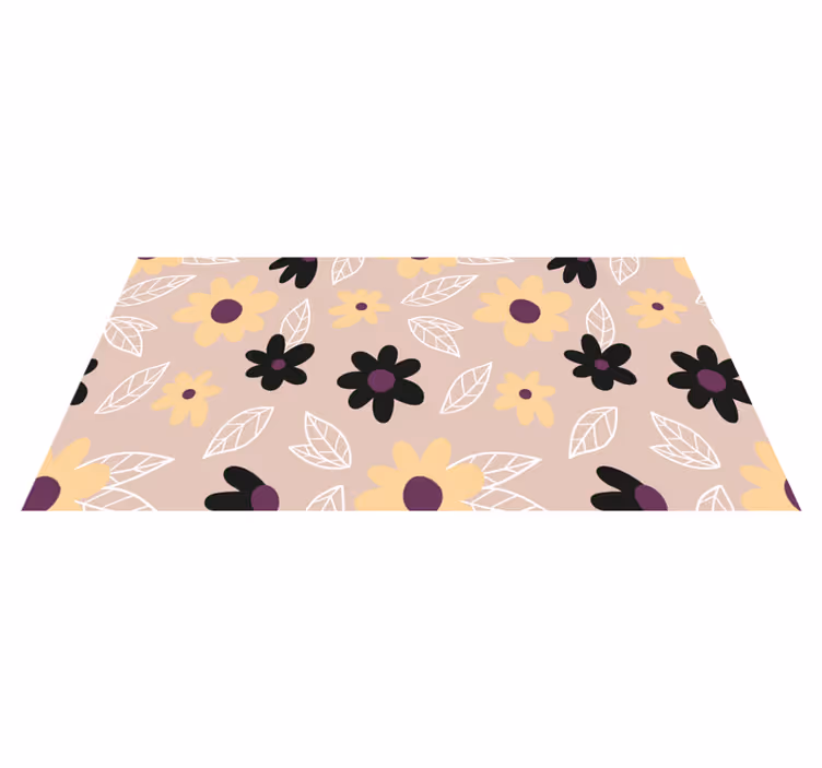 Floral vinyl rug in vibrant modern flowers on beige - TenStickers
