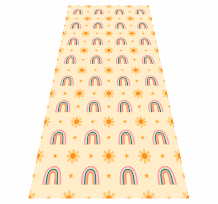 Flowers and rainbows floral vinyl rug - TenStickers