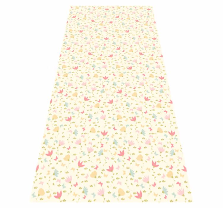 Floral vinyl rug flowers and butterflies - TenStickers
