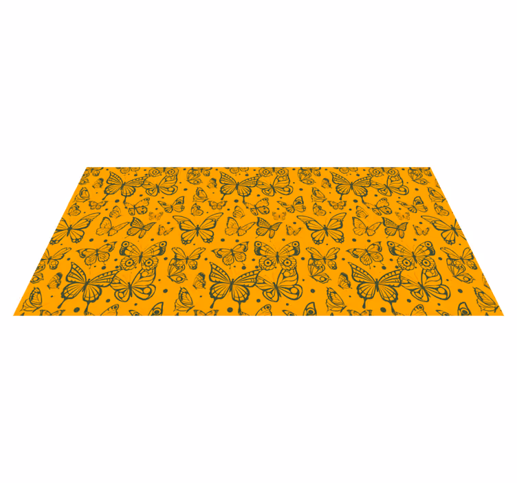 Floral vinyl rug with butterfly plant design - TenStickers