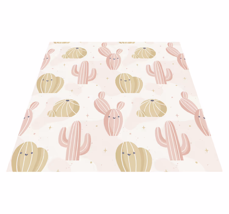 Floral vinyl rug with adorable cactus design - TenStickers